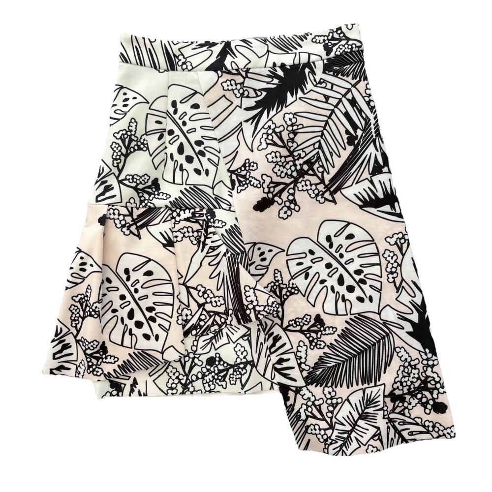 Zara Collection Black White Tropical Assymetrical Skirt Women’s Size Small